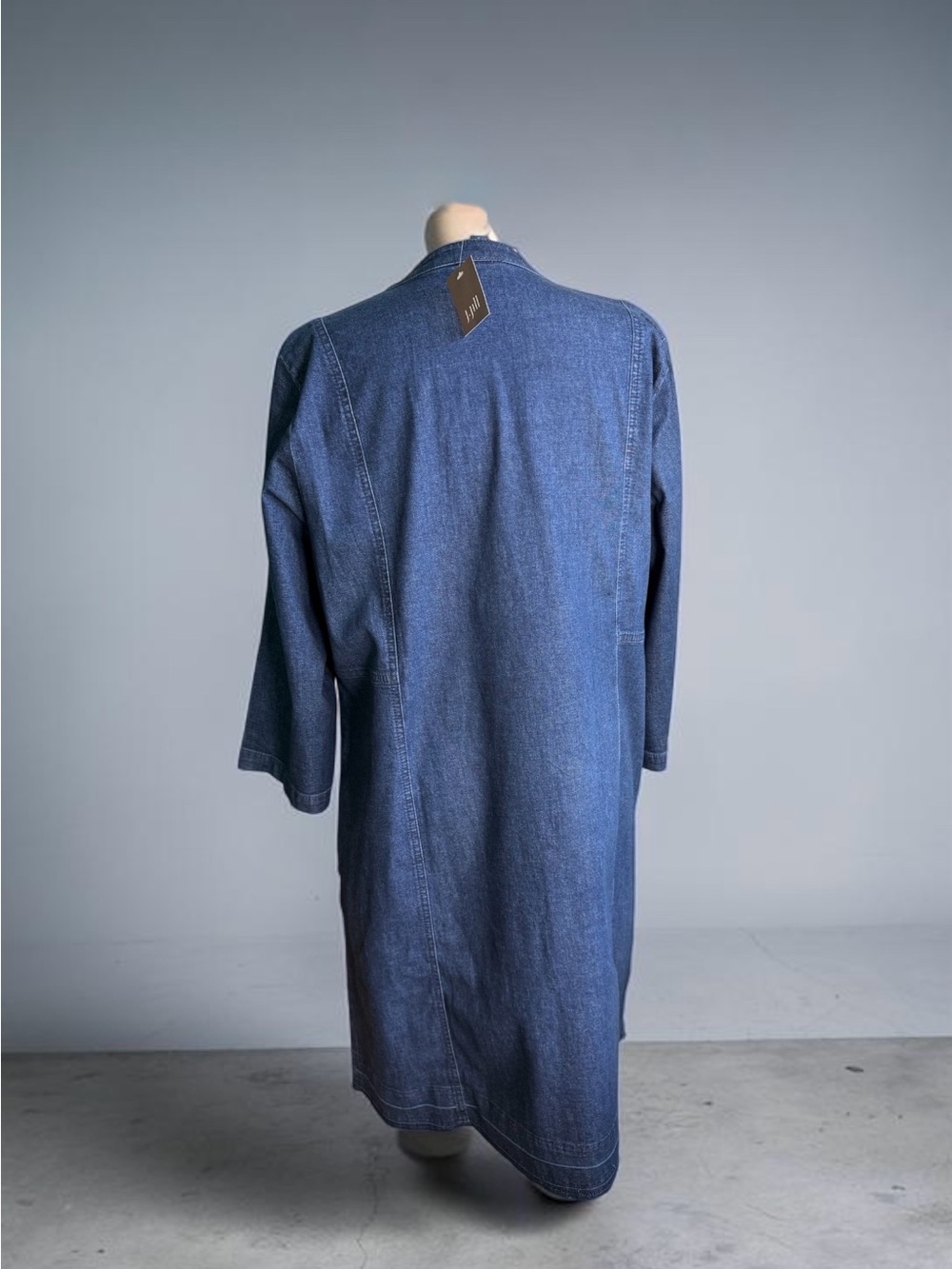 J. Jill Indigo Denim Lace-Up Long Sleeve Raw Hem Dress L, NWT - Picture 3 of 11